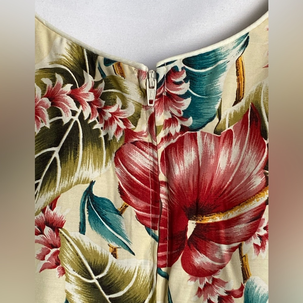 YOUNG HAWAII Sears Cream Tropical Maxi Dress with Red & Teal Floral Print - Picture 9 of 16